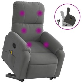 Poltrona a rialzo massaggi reclinante grigio scuro microfibra