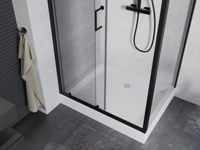 Mexen Apia cabina doccia scorrevole 120 x 90 cm, trasparente, nera + piatto doccia Rio - 840-120-090-70-00-4510