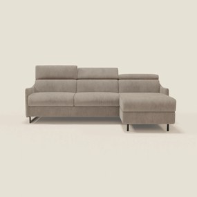 Loto Divano Letto Angolare con Penisola contenitore, Poggiatesta, Materasso Alto H18 in morbido tessuto impermeabile T14