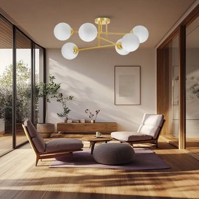 Lampadario a sospensione con supporto rigido 6xE27/35W/230V diametro 80 cm oro