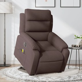 Poltrona Alzapersona Massaggio Elettrica Marrone Scuro Tessuto /