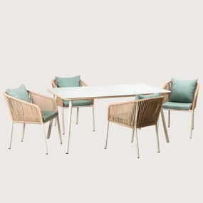 Set tavolo rettangolare (160x90 cm) e 4 sedie da giardino Arhiza - Sklum
