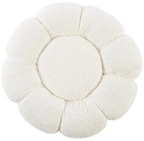 Pouf FLOREL in tessuto effetto bouclé bianco