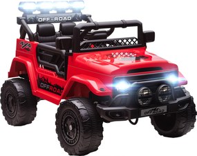 Macchina Fuoristrada per Bambini 99x66x68.5 cm con Fanali Clacson e Telecomando in PP e Metallo Rosso...
