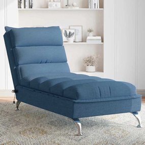 Chaise Longue Massaggi Con Cuscini Blu İn Tessuto /