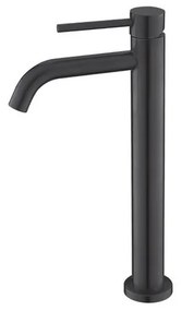 Kamalu - Miscelatore lavabo alto nero opaco linea curva | KAM-ARTE NERO