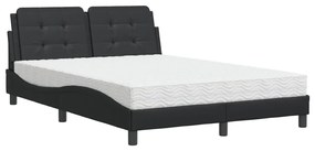 Letto con materasso nero 140x190 cm in similpelle