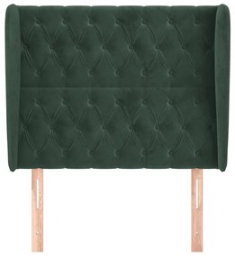 Testiera ad orecchio verde scuro 93x23x118/128 cm in velluto