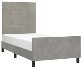 Giroletto con testiera grigio chiaro 90x200 cm in velluto