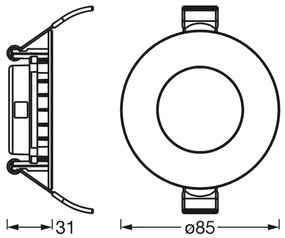 Osram - Faretto da incasso LED SLIM 4,5W/230V 3000K