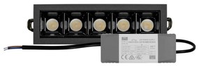 Faro LED Incasso 12W Nero Rettangolare Foro 140x35mm CRI92 Colore Bianco Caldo 3.000K