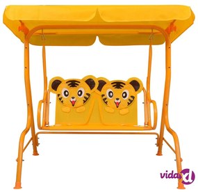 vidaXL Dondolo a Panchina per Bambini Giallo 115x75x110 cm in Tessuto