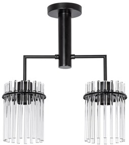 Lampadario a sospensione con supporto rigido 2xE27/60W/230V nero/limpido