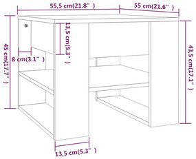 Tavolino da Salotto Marrone 55,5x55x45 cm Legno Multistrato