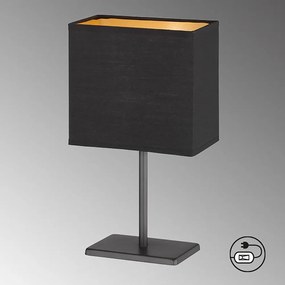 Lampada da tavolo nera con paralume in tessuto (altezza totale 30 cm) Kate – Fischer &amp; Honsel