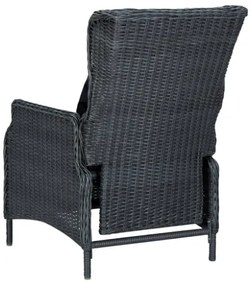 Set Pranzo da Giardino 9 pz con Cuscini Polyrattan Grigio Scuro