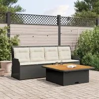 Set Divani da Giardino 3 pz con Cuscini in Polyrattan Nero 3262587