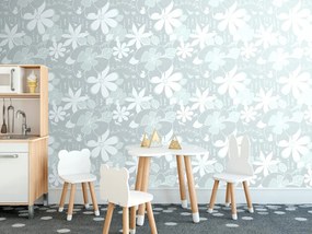 Carta da parati – Animali intorno ai fiori in verde
