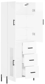 Credenza Bianco Lucido 69,5x34x180 cm in Legno Multistrato