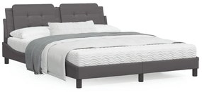 Letto con materasso grigio 160x200 cm in similpelle