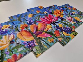 Quadri 5 pezzi – Fiori colorati sul prato