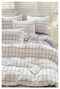 Biancheria da letto bianca/grigia in cotone renforcé per letto singolo/per letto esteso con lenzuolo incluso/3 pezzi 160x220 cm Checkered – Mila Home