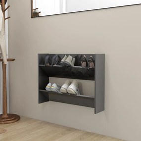Scarpiera A Muro Grigio Lucido 80x18x60 Cm İn Legno Multistrato /