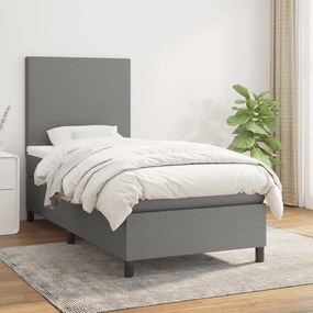 Giroletto A Molle Con Materasso Grigio Scuro 90x200 Cm Tessuto /