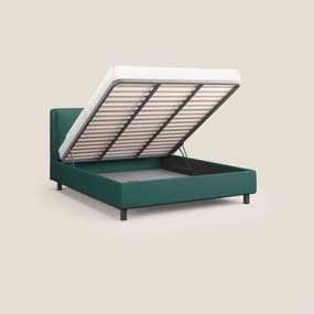 Emma letto contenitore con cuscini mobili in microfibra smacchiabile T11 petrolio