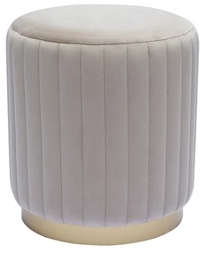 Pouf tondo in velluto color talpa e metallo dorato D40 cm DONA