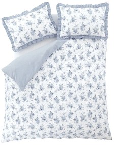 Biancheria da letto bianca/blu per letto singolo 135x200 cm Lucie Floral Frill – Catherine Lansfield