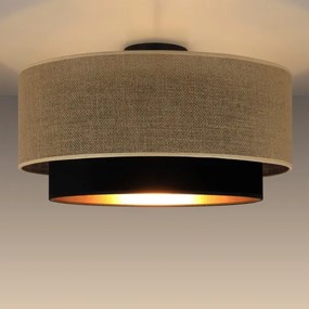 Lampada da soffitto SARTA 1xE27/60W/230V Ø 45 cm nero/iuta