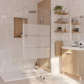 Box doccia walk-in Easy, vetro serigrafato 6 mm, L 87-88.5 cm x H 195 cm, profilo cromo