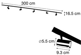 Sistema a binario intelligente nero con oro monofase 5 luci incl. Wifi GU10 - Jeana