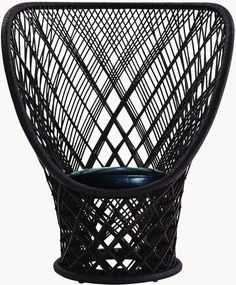 Poltrona in rattan con seduta in pelle Pavo