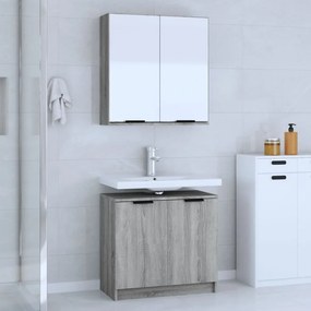 Set Mobili Da Bagno 2 Pz Grigio Sonoma İn Legno Multistrato /