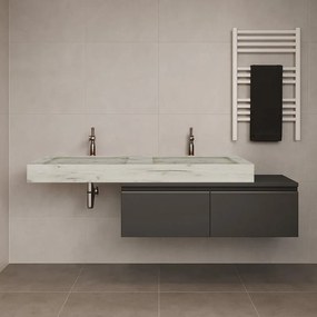 Mobile bagno con lavabo L 120 x H 32 x P 46 cm lavabo-rovere ice; cassetti-lino opaco 2 cassetti per doppia vasca Ofset