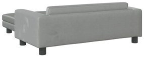 Divano bambini poggiapiedi grigio chiaro 100x50x30 cm velluto