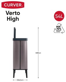 Cestino per la spazzatura rosa touch in plastica riciclata 54 l Verto High - Curver