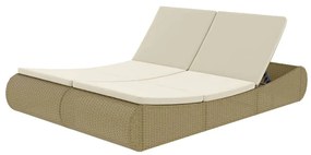 Lettino prendisole in polyrattan beige