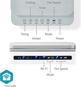 Nedis COOL116CWTW - Condizionatore 65W/230V Wi-Fi Tuya bianco + telecomando
