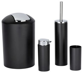 Set di accessori per il bagno nero opaco in plastica Calvo – Wenko
