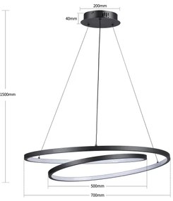 Brilagi-LED Lampadario dimmerabile sospeso su cavo TWISTER LED/75W/230V Ø 70 cm nero + telecomando