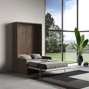 Letto stile francese a scomparsa 140 cm verticale Noce KENTARO SOFŔ