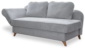 Chaise longue grigio chiaro (con penisola a sinistra) con rivestimento in velluto a coste Chic Charlotte – Miuform