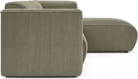 Divano angolare verde (con penisola a destra/con chaise lounge) con rivestimento in velluto a coste Merid – Ropez