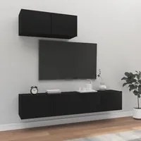 Set Mobili Porta TV 3 pz Nero in Legno Multistrato cod mxl 13240