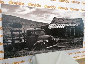 Quadro su tela – Auto in natura pittoresca in bianco e nero