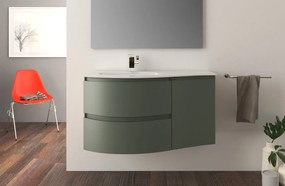 Mobile sottolavabo e lavabo Vague per vasca a sinistra verde opaco