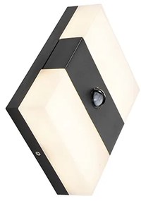 Lampada da parete per esterni nera IP44 con LED e sensore di movimento - Dualy